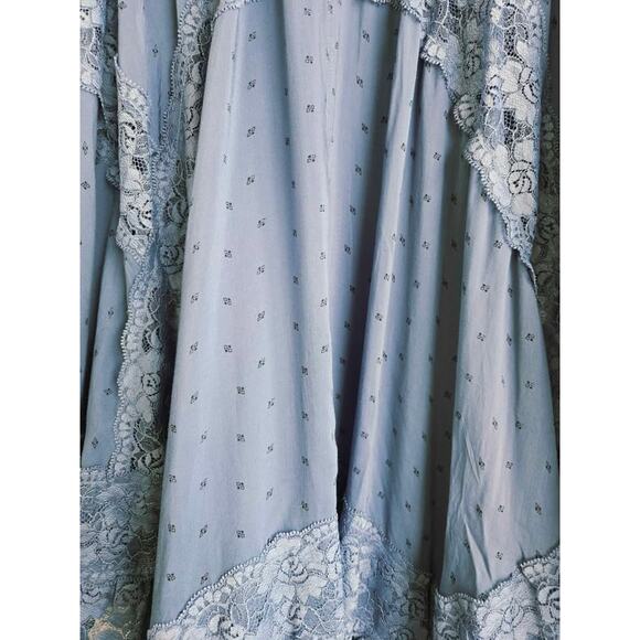 FREE PEOPLE Intimately Blue Lace Trim Voile and Lace Trapeze dress small - Picture 5 of 5